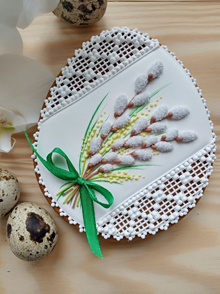 Пряник пасхальне яйце з вербою 3