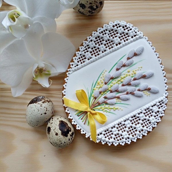 Пряник пасхальне яйце з вербою 1