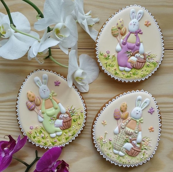 Пряник пасхальне яйце з зайчиком 1