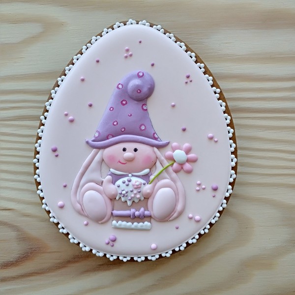 Пряник пасхальне яйце з зайчиком у ковпачку 4