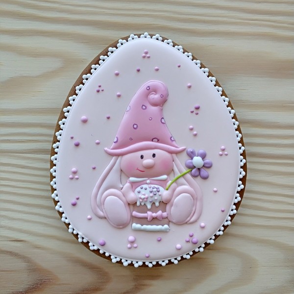 Пряник пасхальне яйце з зайчиком у ковпачку 2