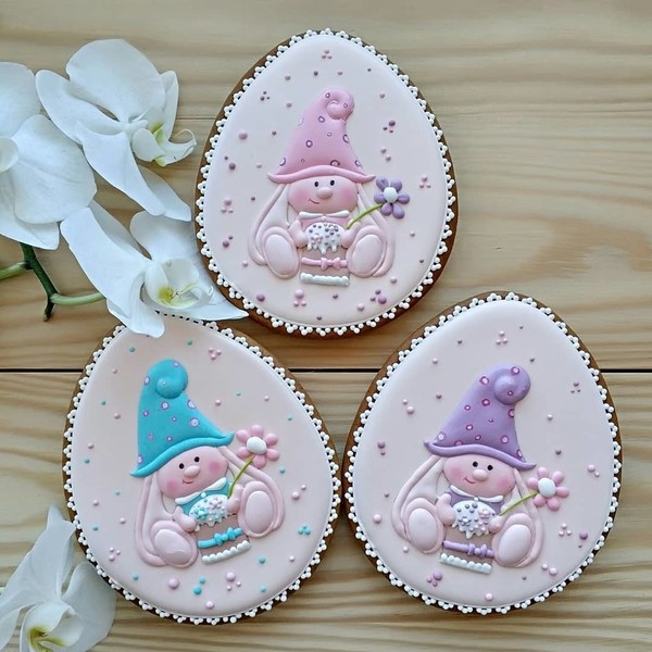 Пряник пасхальне яйце з зайчиком у ковпачку 1